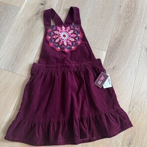 Gymboree Burgundy jumper with Floral Embroidery